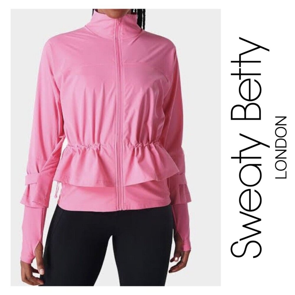 Sweaty Betty Fast Lane Running Peplum Jacket Athleisure Gym Pilates Coquette